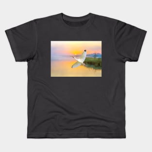 White American Ibis Bird in Flight Kids T-Shirt